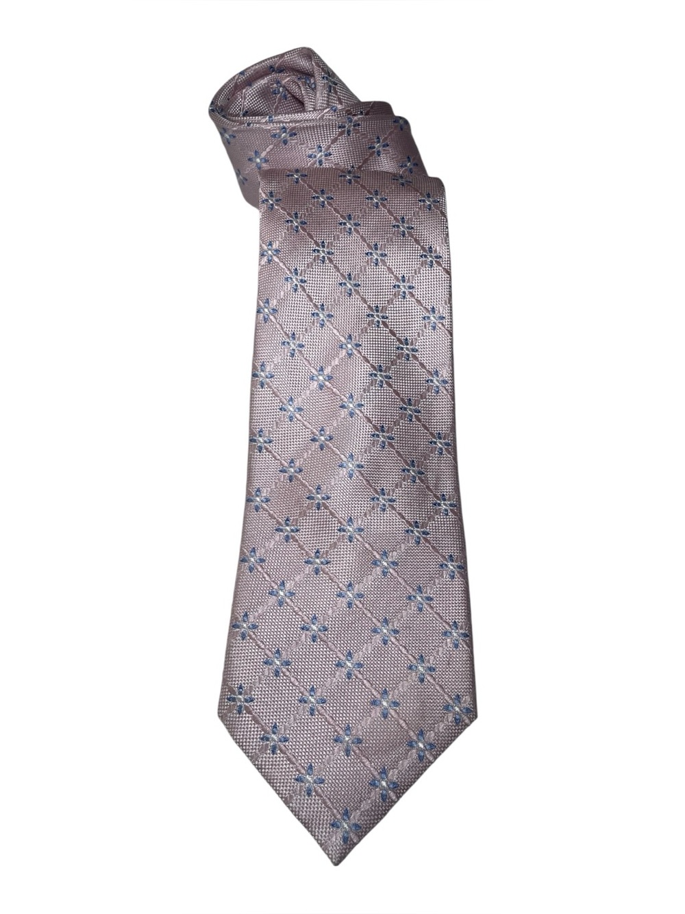 Henry Jacobson 100% Silk Men’s Designer Tie | Pink & Blue Floral Geometric